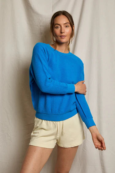 Reverse Fleece LS Shrunken Crew Cobalt