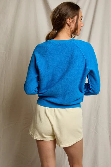 Reverse Fleece LS Shrunken Crew Cobalt