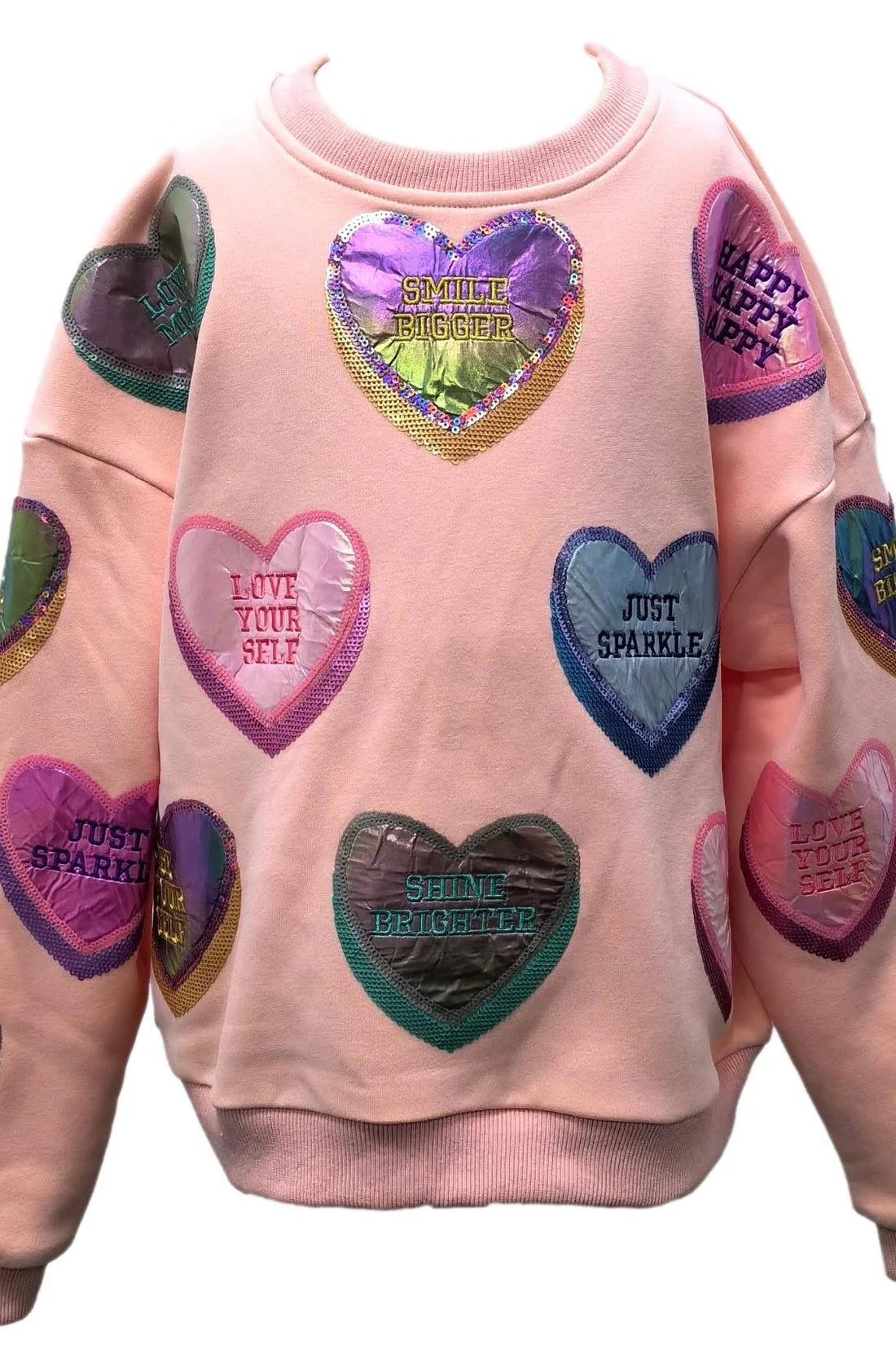 Light Pink Positive Candy Hearts Sweatshirt