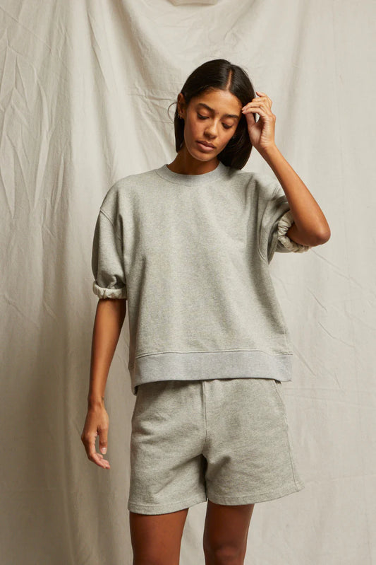 Cotton Short Sleeve Sweatshirt Heather Grey