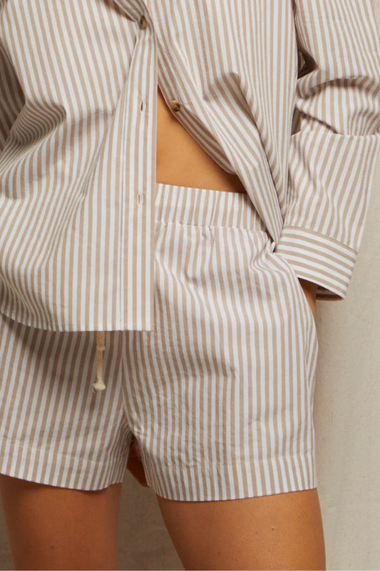Woven Striped Short Putty Stripe
