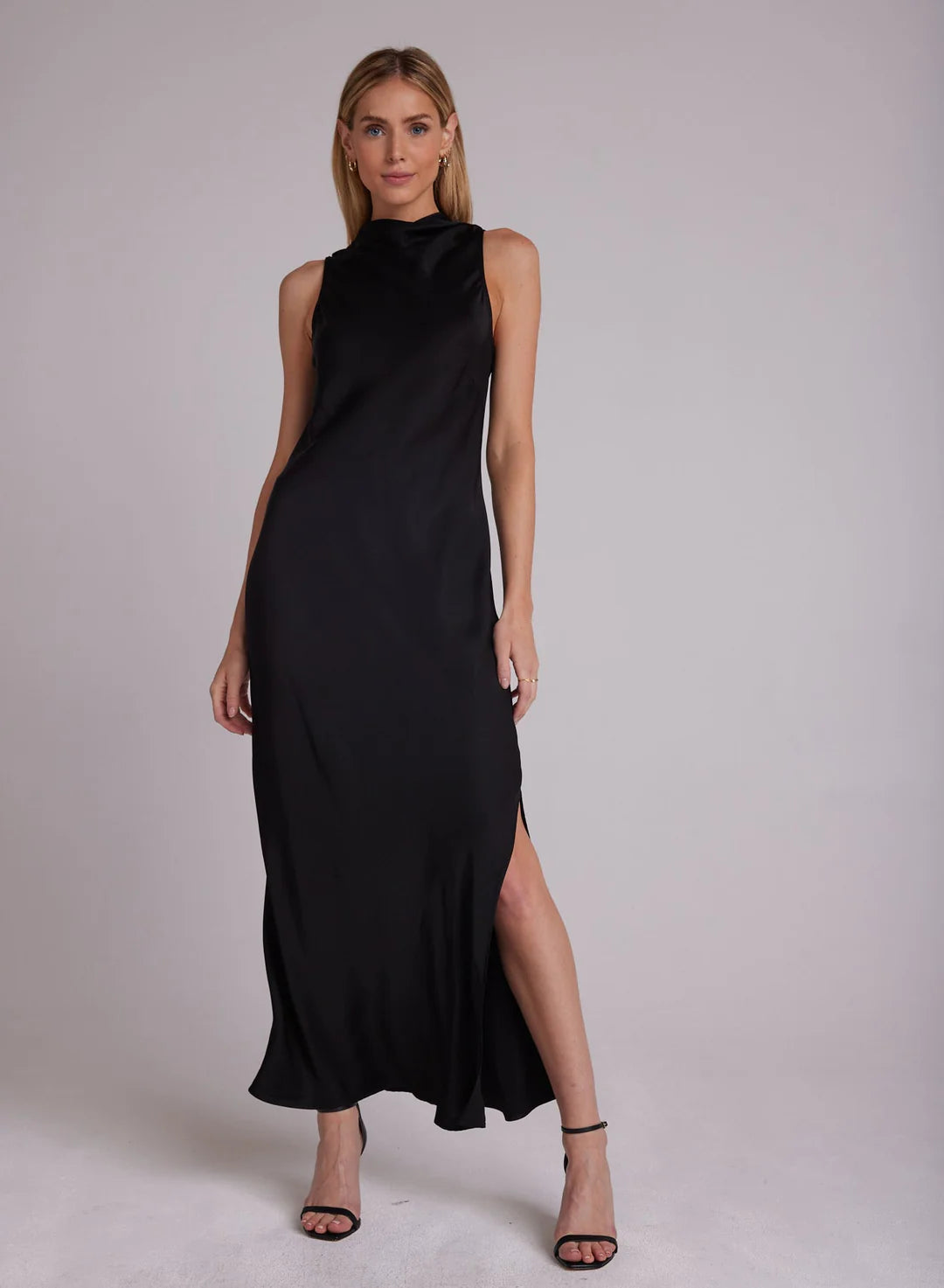 Mock Neck Halter Dress Black