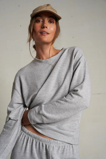 Brushed Sweater Jersey Pullover Heather Grey