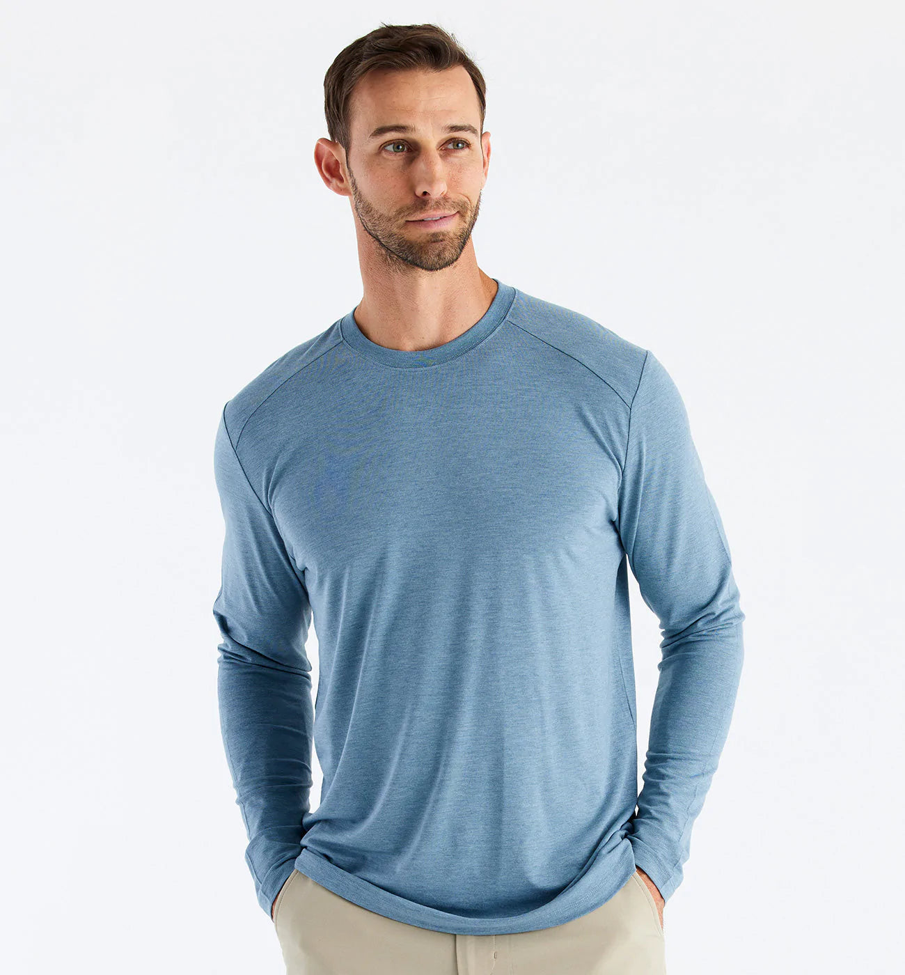 Men's Bamboo Shade Long Sleeve Heather Slate Blue