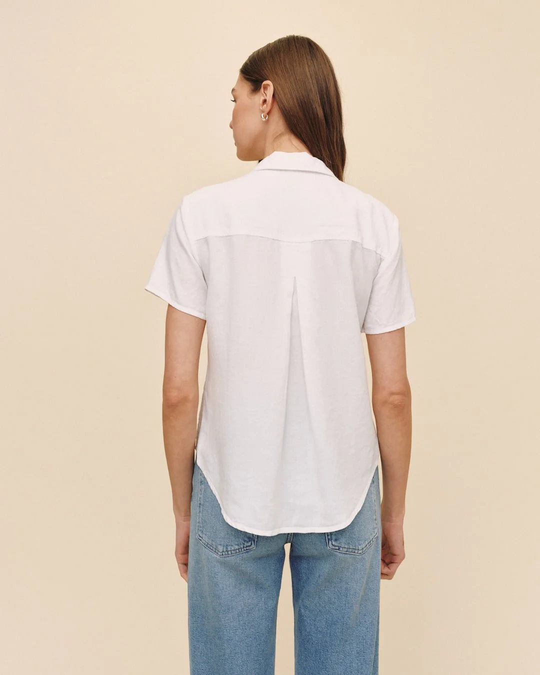 Short Sleeve Pocket Button Down White