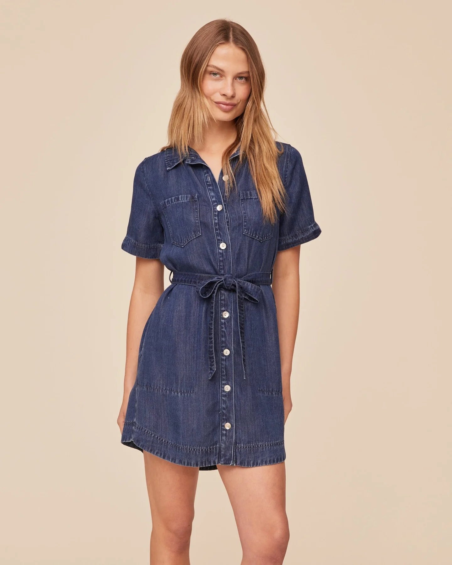 Short Sleeve Utility Shirt Dress Horizon Blue Wash