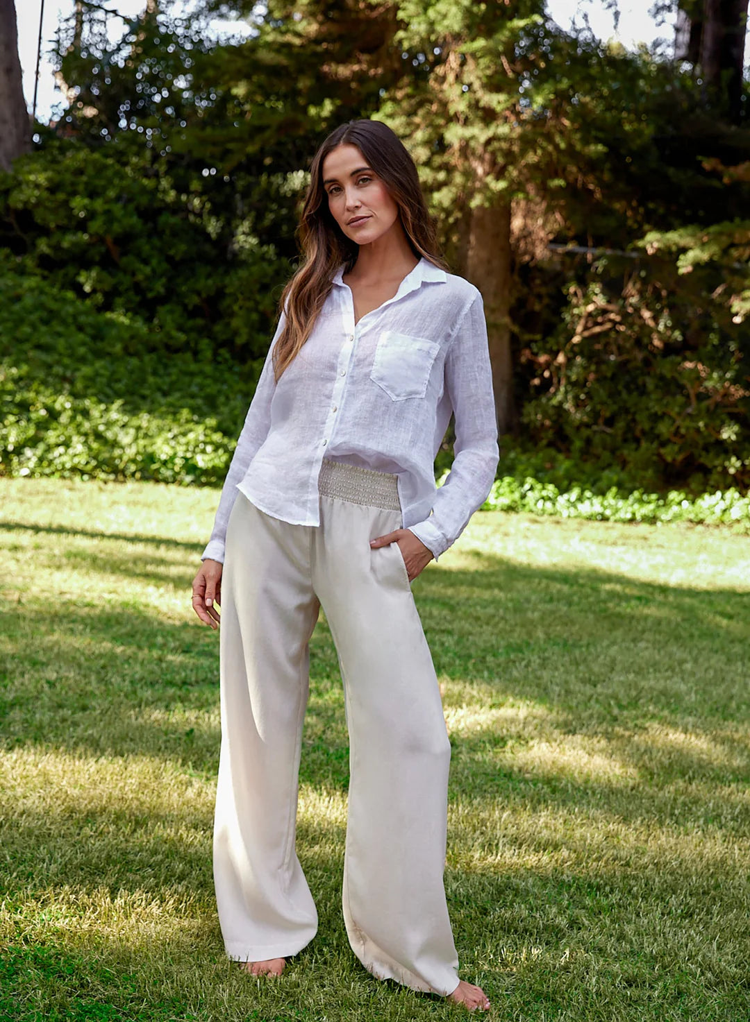 Smocked Waist Wide Leg Pant Cliffside