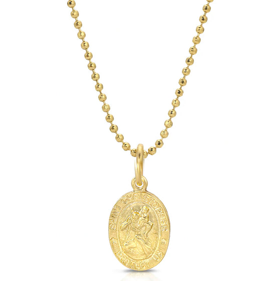 Mini Saint Christopher Charm Necklace Gold
