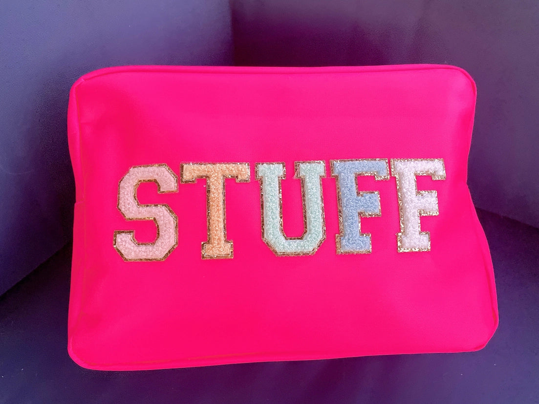 Stuff XL Nylon Varsity Pouch-Hot Pink