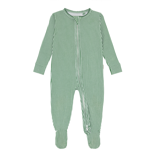 Hunter Green Stripe Footie