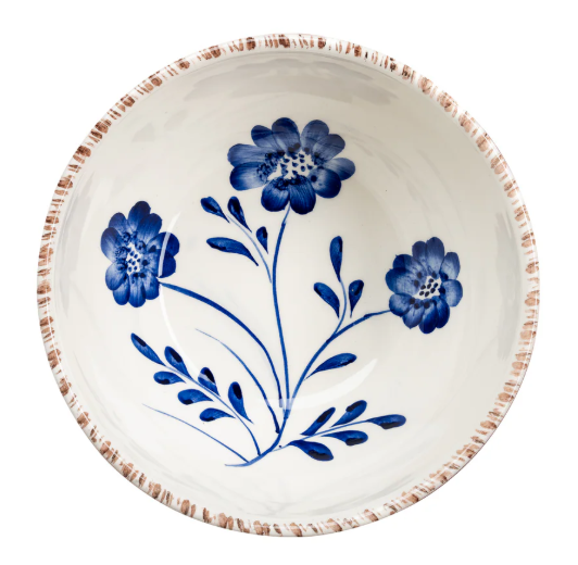 Blue/White Bowl 3 Flowers & Vine