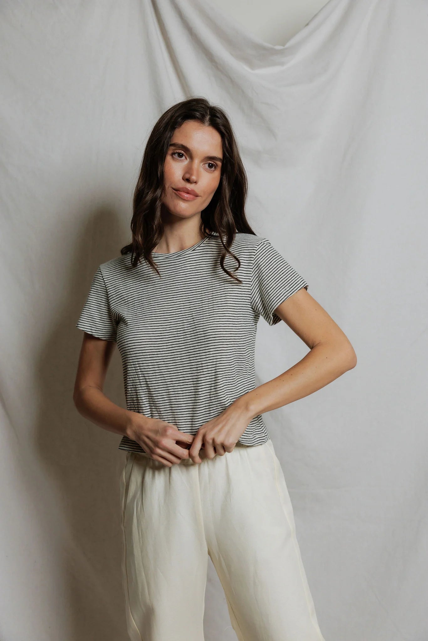 Vivian Stripe Hemp Cotton Striped Crewneck Tee