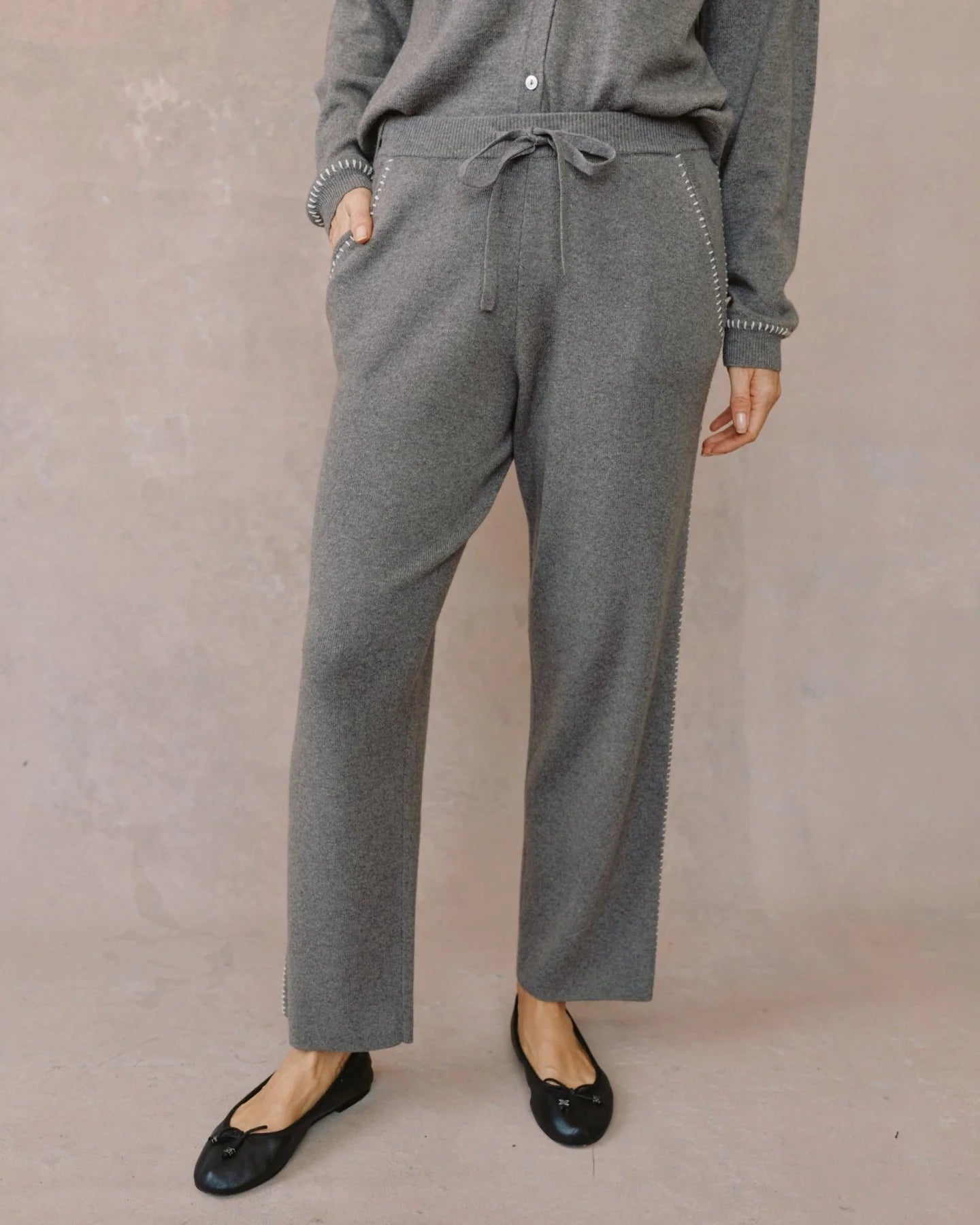 Whip Stitch Straight Leg Pant Heather Smoke