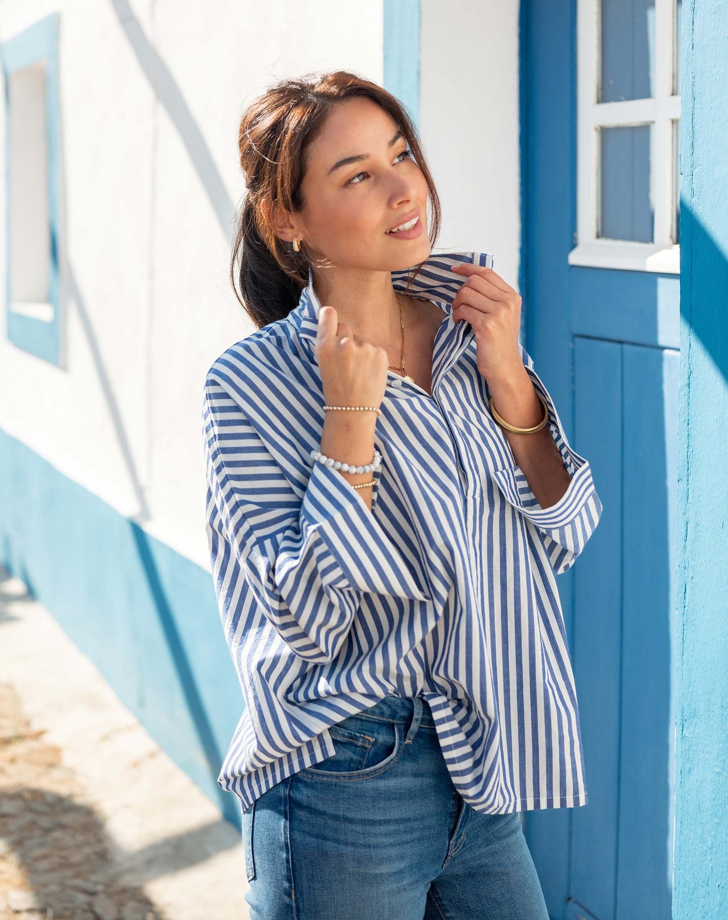 Emerson Top Blue & White Stripe