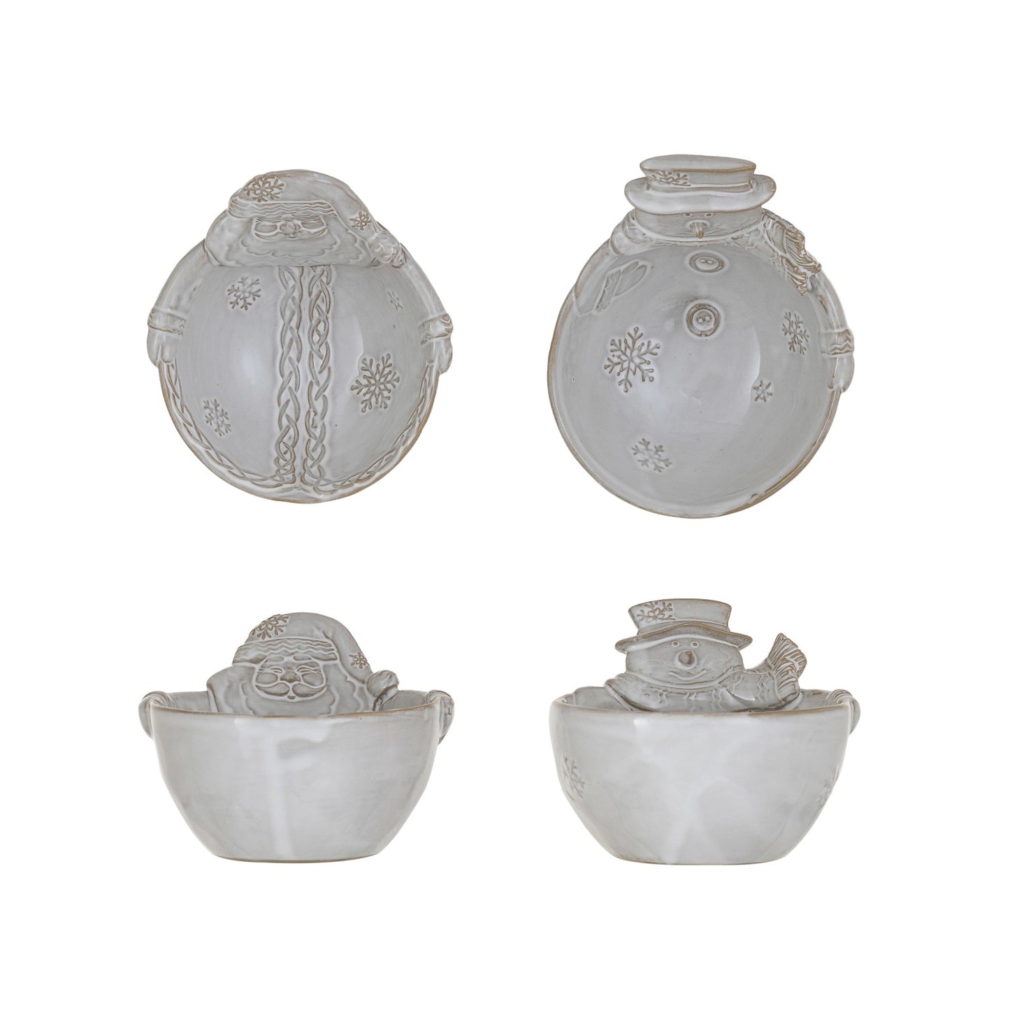 5"Lx3-1/2"H Stoneware Santa/Snowman Bowl 2 Styles