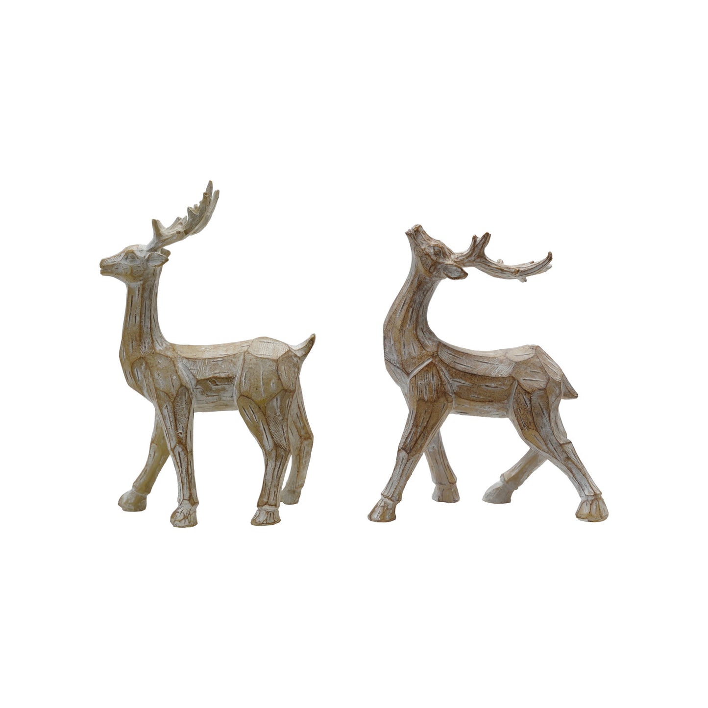6-1/2"H Resin Standing Deer Whitewashed Wood 2 Styles