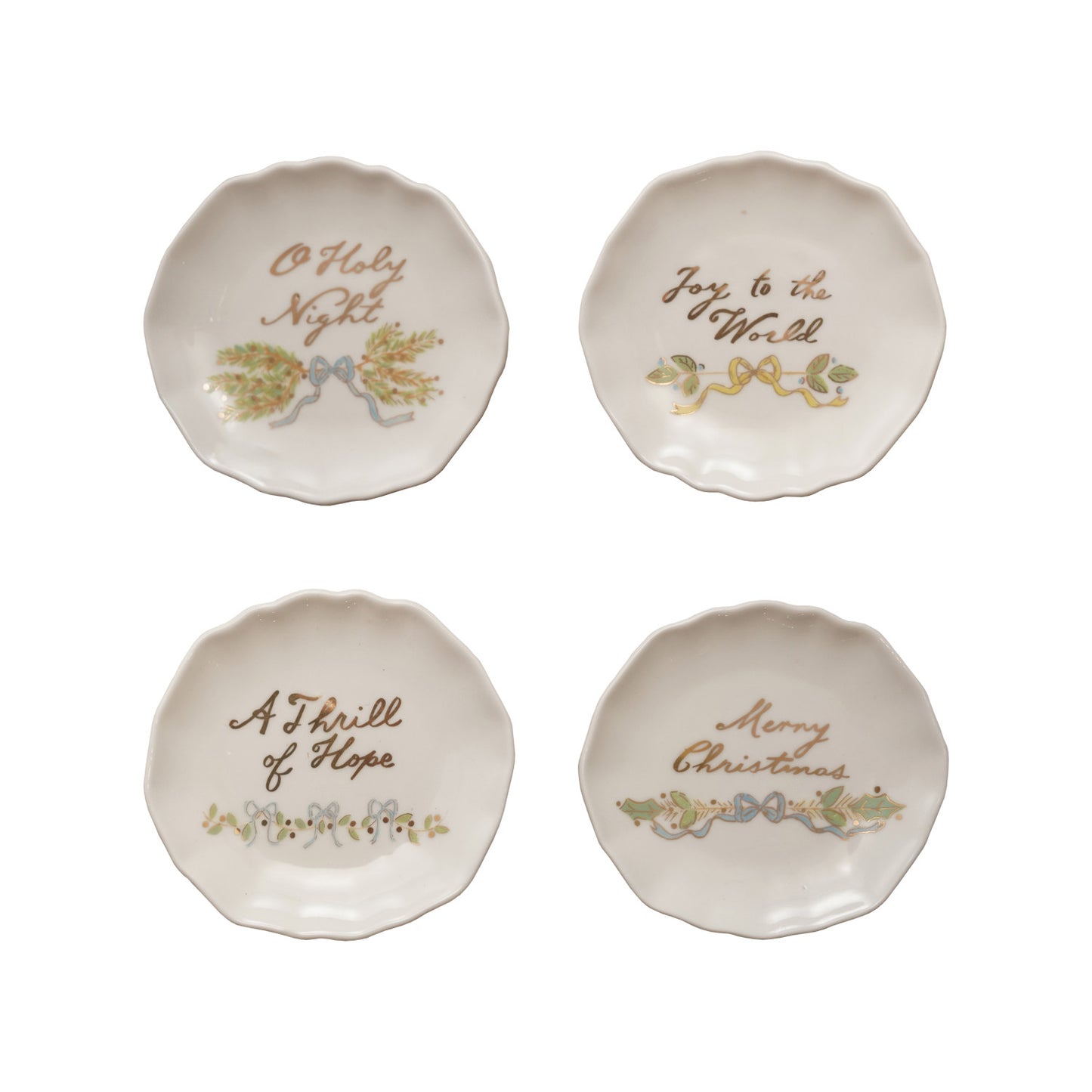 4"Rd Stoneware Plate with Holiday Saying