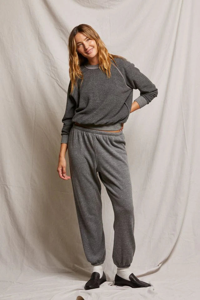 Reverse Fleece LS Shrunken Crew Darken Heather Grey